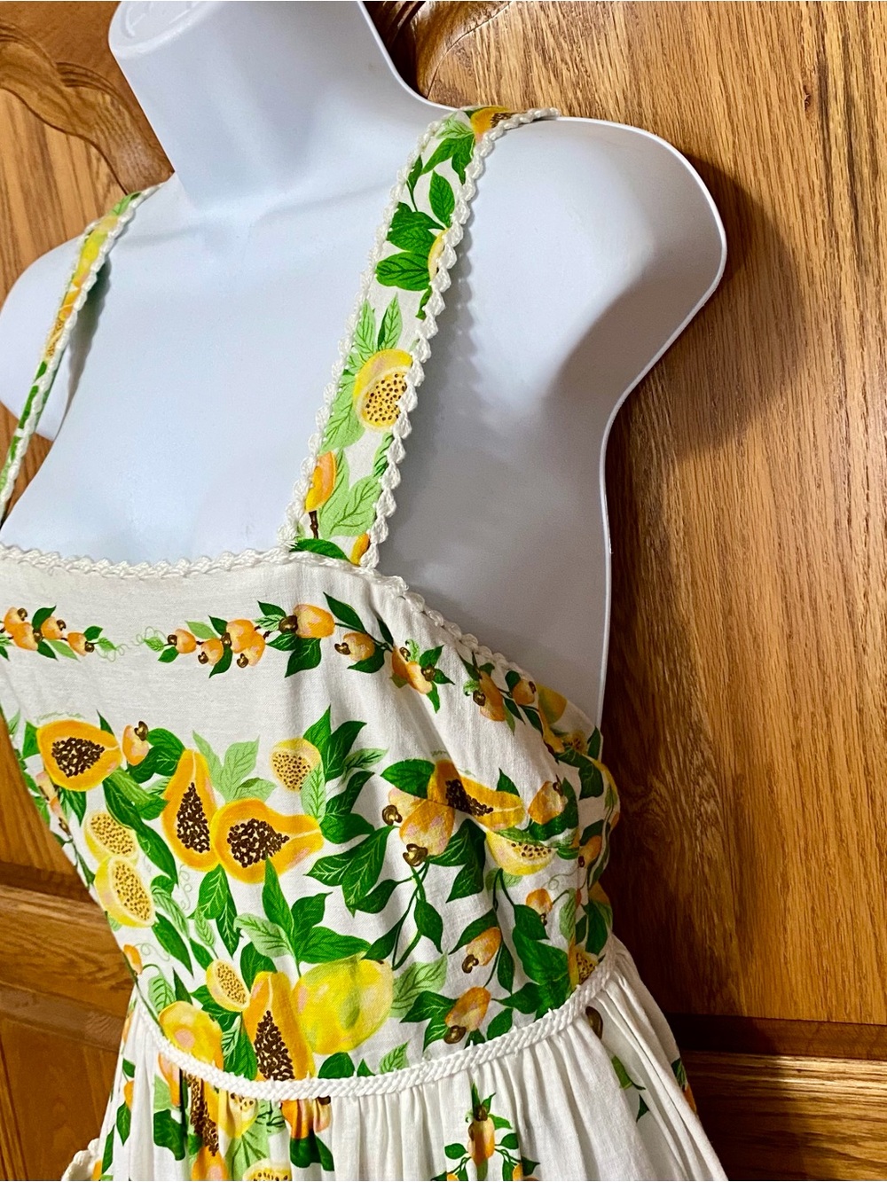 FARM Rio Papaya Salad Scarf Linen Blend Maxi Dress Off White Pockets Women XXS - Picture 11 of 17